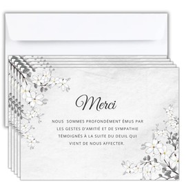 Danksagungskarten Trauer – Set mit 5 Karten + 50 weißen Umschlägen – Beileid, Tod, Beerdigung oder Beerdigung, hochwertiges mattes Papier, Format Postkarte (14,8 x 10,5 cm) – schlichtes & elegantes