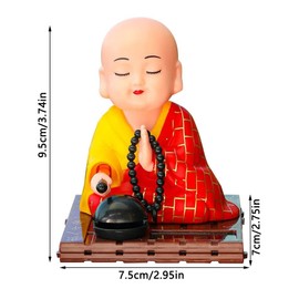 Little Monk Figurine Solar Toys, Andy's Orchids Shaking Head Dancing Toy, Buddhist Monk Doll Figurines Statues Car Dashboard Ornament HomeDecoration