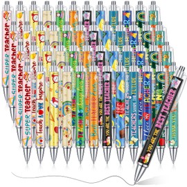 Cholemy 48 Pieces Teacher Appreciation Pens Teacher Appreciation Gifts Ballpoint Pens Bulk Greeting Teacher Pens Inspirational Teacher Appreciation Ink Pen for Teacher School Office Supplies