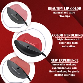 DAGEDA 3 Colors Matte Lipstick Set, Matte Velvet Lipstick Lip Shape Lazy Lipstick, Long Lasting High Pigmented Non-stick Cup Lip Gloss, Waterproof Easy to Color Lipstick Lazy Lip Makeup(Color A)