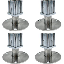 WARMWU 1-1/2" Square Stainless Steel Clad Zinc Die Cast, Adjustable Flanged Foot Insert with Mounting Holes, Set of 4