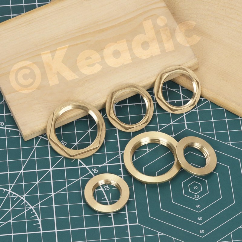 Keadic 6Pcs G1 G1/2 G3/4 Brass Lock Nut with Flange