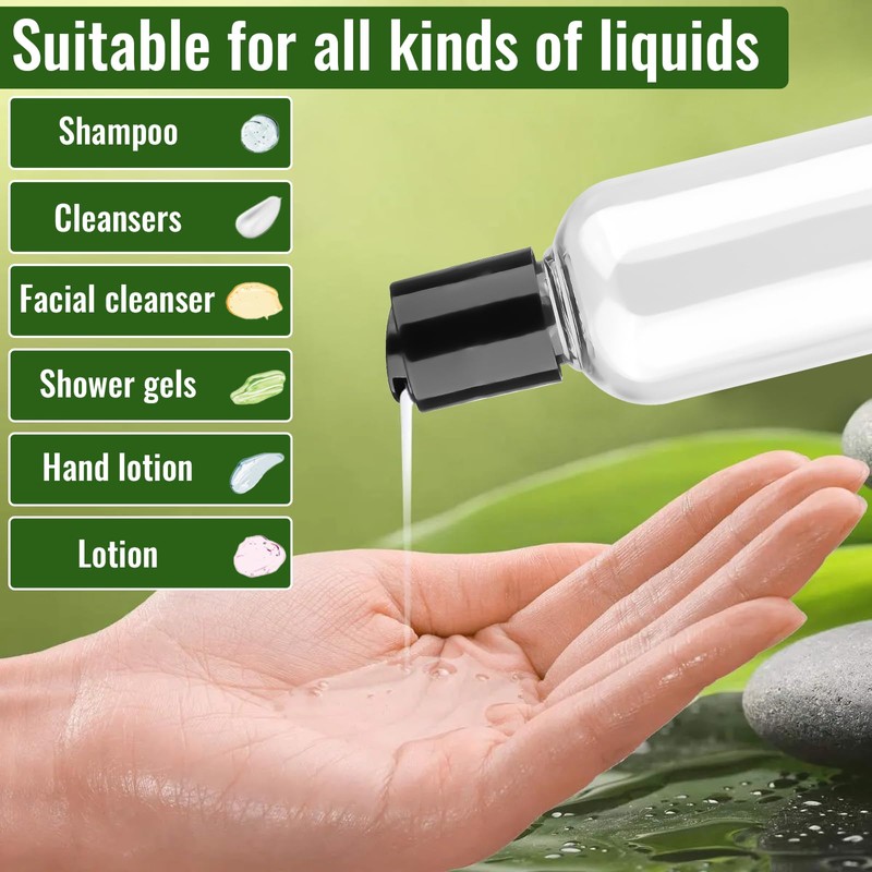 rietegio 10PCS 100ml Plastic Bottles Clear Mini Travel Containers with