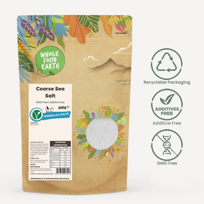 Wholefood Earth Coarse Sea Salt 500 g | GMO Free