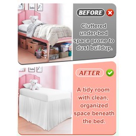 Dorm Bed Skirt for Twin XL - 32'' Drop College Dorm Room Bed Skirt, Machine Washable Microfiber Fabric Students Dorm Essentials for Hiding Storage Under Bed, Flat Style