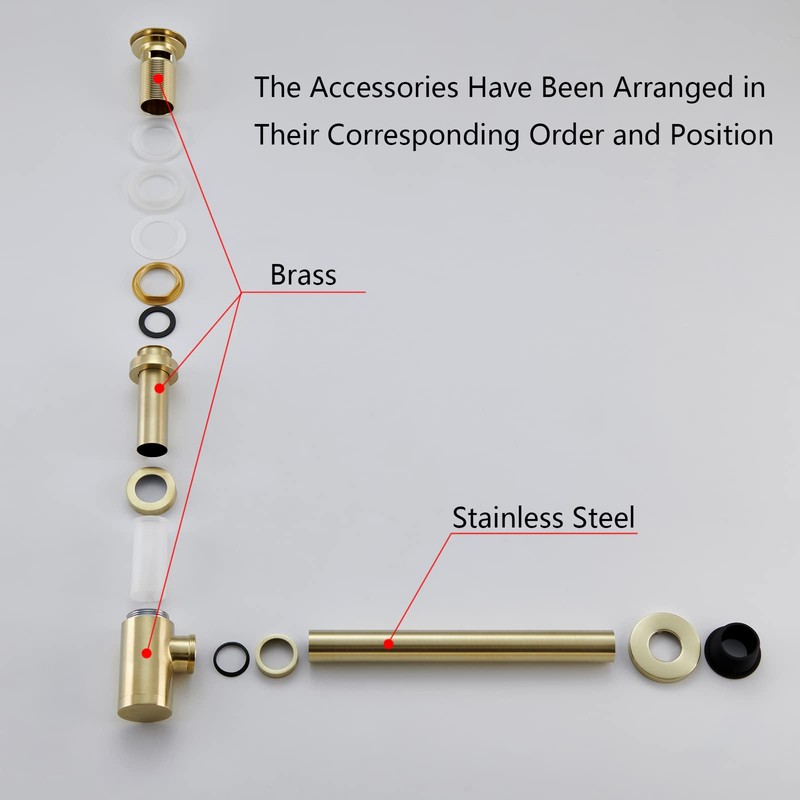 Heixutas Brass P Trap with Bathroom Sink Stopper : 1-1/4