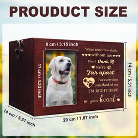 GLASSWINDS Pet Urns for Dog Ashes Wooden Pet Cremation Urn with Photo Frame Cat Dog Urns for Ashes Large Keepsake Memory Box Sympathy Gift for Pets Loss Remembrance Chest (Brown,7.87"x5.51"x5.51")