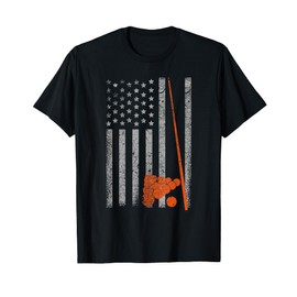 Vintage USA Flag Pool Stick Funny Billiards Gift Men Women T-Shirt