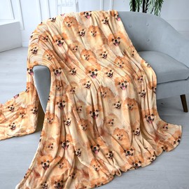 Prassia Cuddly Blanket, Fluffy Fleece Blanket, Flannel Blanket, Warm Winter Soft Sofa Blanket, Couch Blanket, Blanket with Dogs on Sofa Throw Blanket, Cuddly Blanket for Dogs (150 cm x 130 cm)
