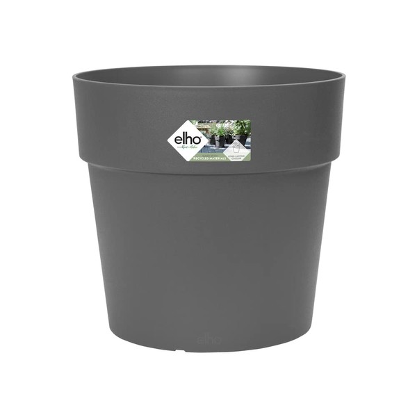 elho Vibia Straight Round 25 - Flower Pot for Outdoor - Ø 24.3 x H 23.2 cm - Black/Anthracite