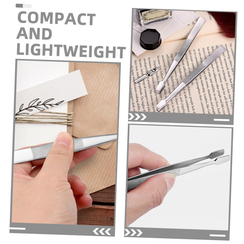 TOVINANNA 4pcs Stainless Steel Stamp Tweezers Set Precision Collecting Tools