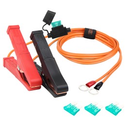 CUZEC Battery Alligator Clips, 12/24V, 12AWG Cable with 30A Fuse, 4.5-Inch Heavy Duty Clamps, 3/8-Inch Ring Terminal (3.5ft/106cm)
