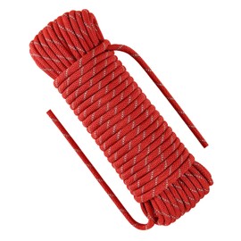 NorthPada 3/8 in (10mm) x 16 ft (5Meter) Nylon Static Rock Climbing Rope Explore a Cave Rope Rappelling Rope Rescue Rope Boat Rope Anchor Dock Lines Tree Pulling Rope Hoist Rigging Line Red
