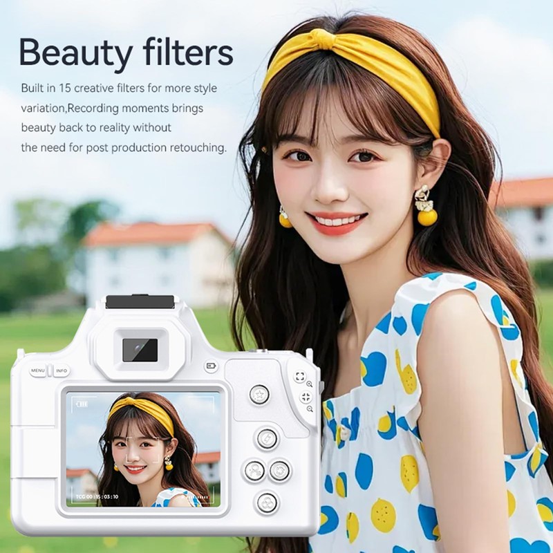 Digital Camera, 16X Optical Zoom, 2K 48MP Vlogging Camera, Rear
