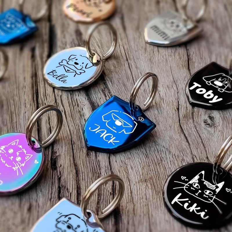 Diseño Original de Retrato para Placas de Identificación de Gato