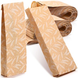 100 Pcs Paper French Bread Bags 4.5" x 2.5" x 16" Long French Loaf Bags Bulk for Homemade Bread Loaf Brown Kraft Wheat Pattern Bake Storage Sacks Wine Packaging Baker