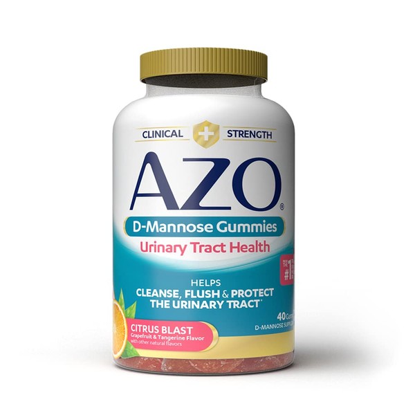 AZO D-Mannose Urinary Tract Health Gummies - Promotes Urinary Tract Health - Cleanse, Flush & Protect - 2,000mg per Serving, Citrus Flavor, 40 Count