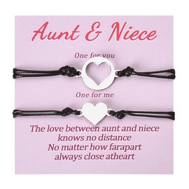 YangQian Mother's Day Gifts for Aunt Niece Bracelet Gift for Aunt and Niece Gifts from Auntie Birthday Long Distance Gifts for Aunt and Niece Matching Bracelets Set for 2 Heart Bracelets Gift, Small