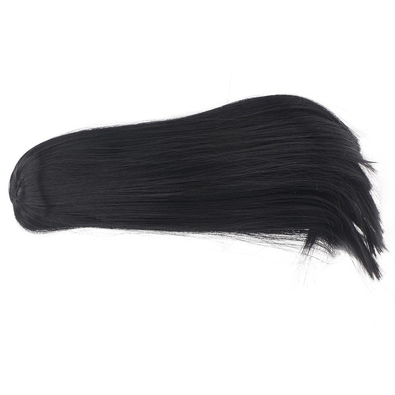 Black Doll Hair Soft Flexible Thick Hair with Bangs for