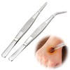 wilcractk Tweezers Set Curved and Straight Stainless Steel 14 cm