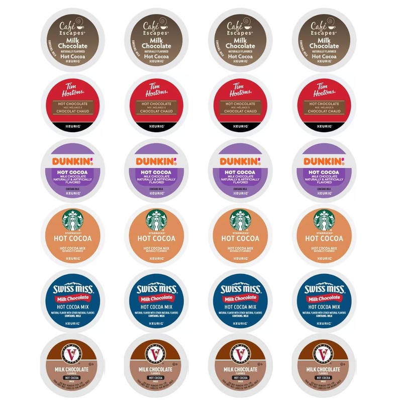 Milk Chocolate Hot Cocoa K-Cups Pods Variety Sampler. Includes Swiss