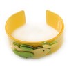 Avalaya Yellow, Light Green Acrylic, Austrian Crystal Dove Cuff Bracelet