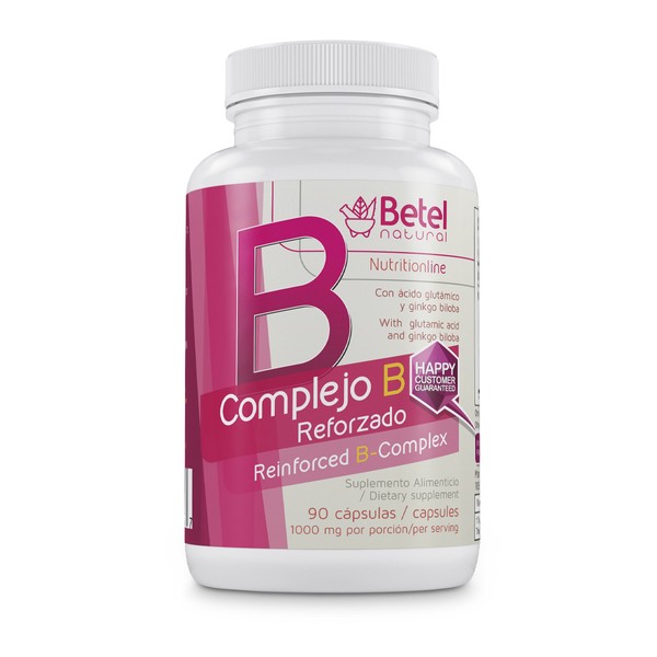B Complex + (Complejo B +) with Ginkgo Biloba Capsules by Betel Natural - 90 Cap