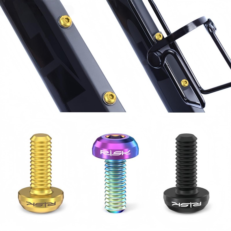 JMFahrrad Titanium Bicycle Water Bottle Cage Screws, Black, 2-Pack