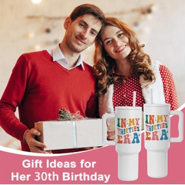 30th Birthday Gifts for Women - 30 Years Old 40oz Tumbler with Handle and Straw Lid, 30th Birthday Gifts for Her, Wife, Sister, Daughter, Best Friend, in My Forties Era Themed Tumbler!