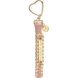 GRUSS & CO Unisex Keyring with Motif, Key Ring, Macrame Loop, Length 11.5 cm, Gift Keyring (Pack of 1), pink, Motif "Weltbeste Mama"