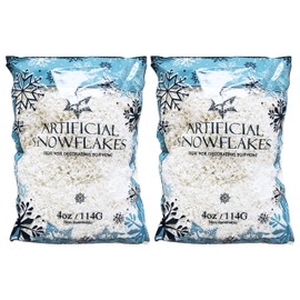 Black Duck Brand Set of 2 Artificial Snow 4 Oz Bags! - Festive Faux Snow for Crafts, Christmas, and Decor! - Great for Setting up Winter Displays and Adding to Decorations!