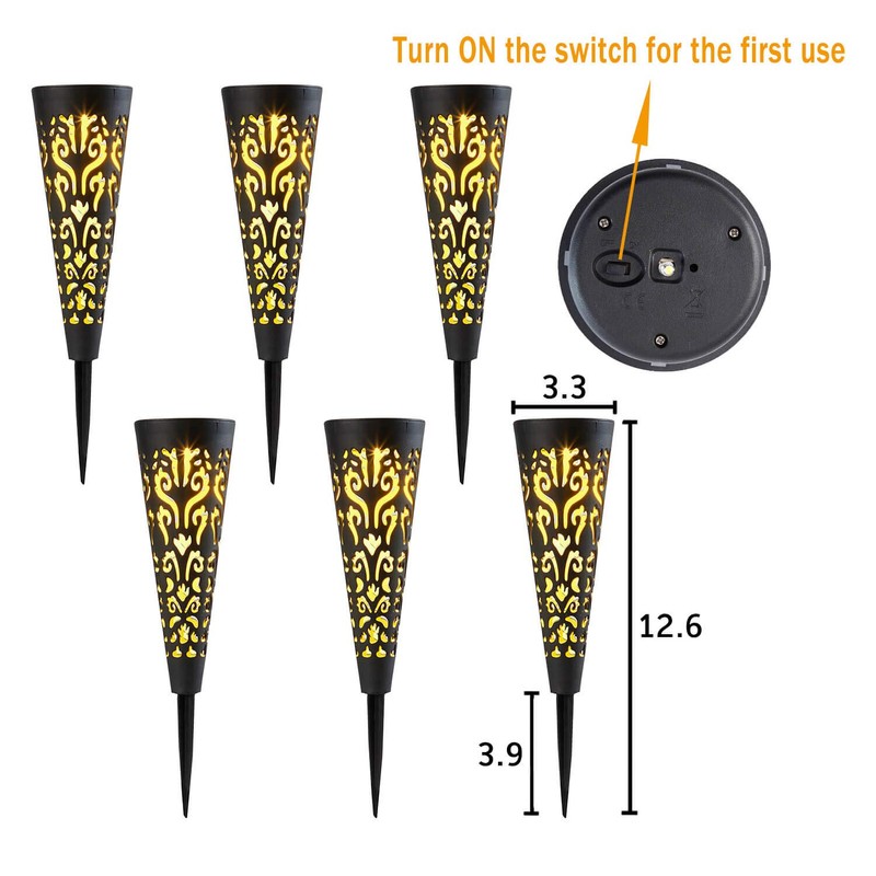 6Pcs Solar Lights Outdoor Decorative Conical Garden Stakes for Patio,