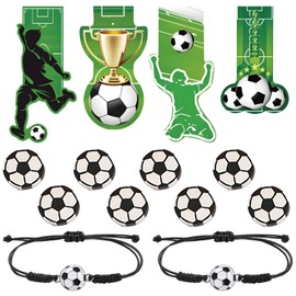 Einschulung Junge, 14 Stück Fußball Geschenkset Junge, mit 4 magnetischen Lesezeichen, 8 Fußball Radiergummi und 2 Fußball Armband, Fußballfans, Ideales Fußball Geschenke für Einschulung Jungs