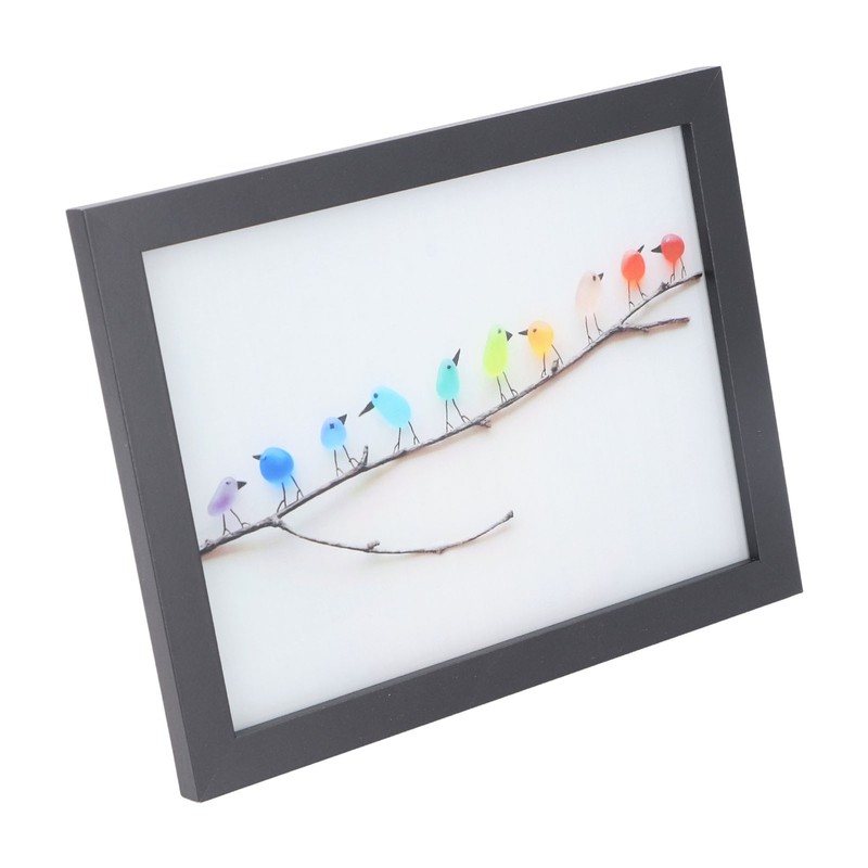 Photo Frame Black Decorative Rugged Multifunctional Sea Glass Birds Picture