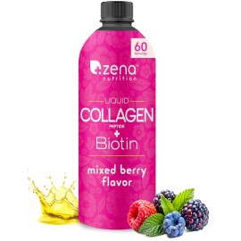 Zena Nutrition Liquid Collagen Peptides and Biotin, 2500mg Verisol Bioactive Col