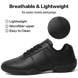 Mfreely Cheer Shoes Women Black Cheerleading Shoes Girls Varsity Cheer Shoes for Youth Athletic Dance Sneakers Flats Size 10