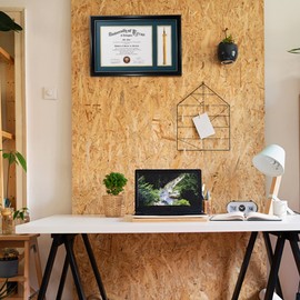 GraduationMall 11x17 Black Diploma Frame with Tassel Holder for 8.5x11 Certificate Document,Real Glass, Navy over Gold Mat