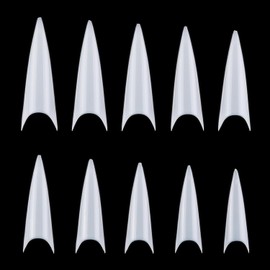 YIMART 500pcs Acrylic Medium Long Stiletto Nail Tips Easy Coffin Nails Sharp False Nail Art Tips For Nails Salon (White)