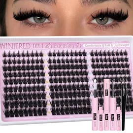 Winifred Manga Lash Clusters Kit Eyelash Clusters with Spikes Wispy Cluster Eyelash Extension Kit Fairy Lashes Clusters 10-18mm Anime Individual Lashes Kit Lash Bond and Seal Tweezers (243pcs)