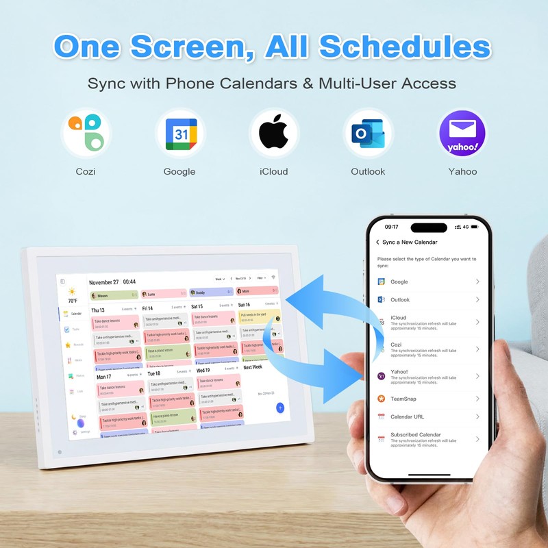 COMIX 10.1" Smart Calendar Display - Digital Family Wall Planner
