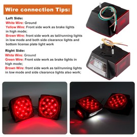 12V Trailer Led Light Kit, 2x Square Led Stop Turn Tail Brake License Plate Running Lights w/ 25ft Wiring Harness/6x Mini Marker Lights/15" 11LED Trailer Tail Brake Light Bar/License Plate Bracket