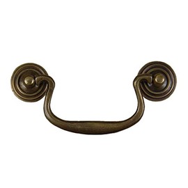 Vintage Drawer Handles Swan Neck Drop Handle Antique Brass 3.5" / 92mm