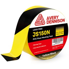 AVERY DENNISON Floor Marking Tape,2 INx108 FT Strong Adhesive Warning Safety Tape,High Durability Caution Tape for Indoor/Outdoor-Warehouses,Factories,Parking Lots,Retail Locations,Black&Yellow,1 Roll