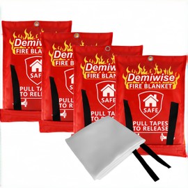Demiwise Fire Blankets for Home and Kitchen,4-Pack 40"x40" Emergency Fire Safety Blankets for People House Car Office Warehouse Emergency Survival Safety
