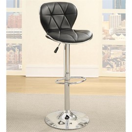 Poundex Bobkona Riggan Set of Two Adjustable PU bar Stool in Black