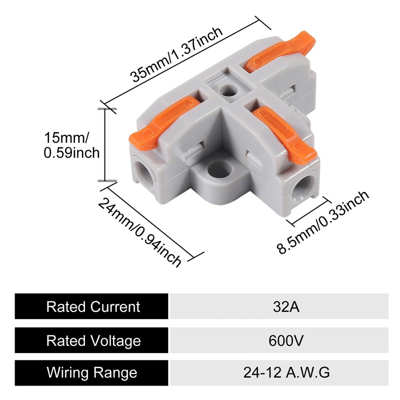 50pcs Compact Wire Conductor Connector, T-Shape Lever Nut Wire Connector,