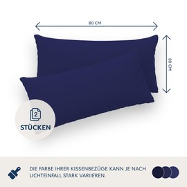 Dreamzie Pillowcases, 50 x 80 cm (Set of 2), 100% Jersey Cotton, 150 g/m², Dark Blue, Resistant and Hypoallergenic