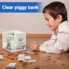 DAJASD Money Box, 4.7x4.7x4.7 Inch Acrylic Money Saving Box, Clear