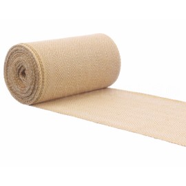 CleverDelights 6 Inch Herringbone-Weave Burlap Roll - 10 Yards - Natural Color - Finished Edges - Jute Cotton Blend Burlap Fabric