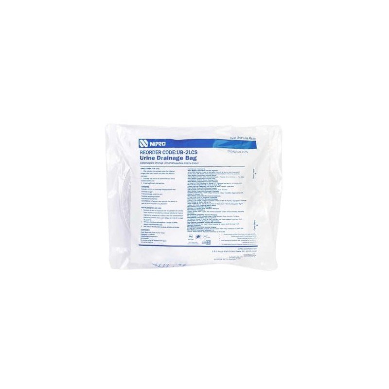 Bolsa Recolectora de Orina Nipro 2000 mL, con Cámara Antirreflujo,